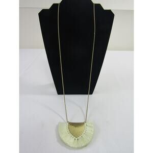 Lucky Brand Gold Tone Metal Tassel Pendant Necklace‎ 33" VTG Cottagecore Artsy